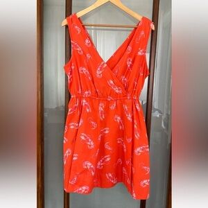 Anthropologie Maeve Flirty Wrap Lobster Mini Dress Women’s Medium Casual Boho